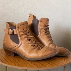 Sofft Brown Ankle Boots with Woven Accents